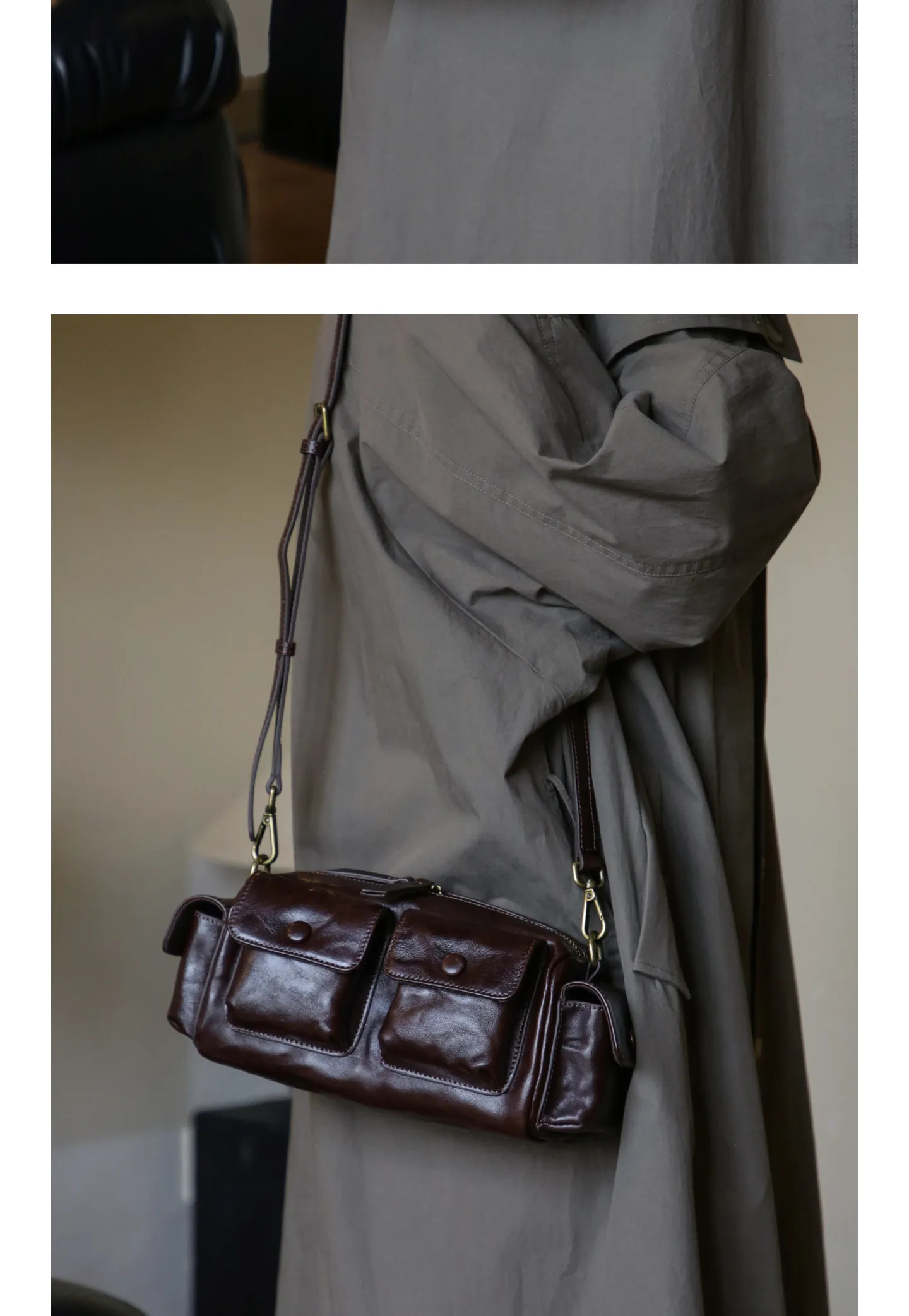 Designer-Handtasche aus handgefertigtem Rindsleder der ersten Schicht für Damen, lässige Reisetasche aus echtem Leder, Damen-Umhängetasche. – Detail 6