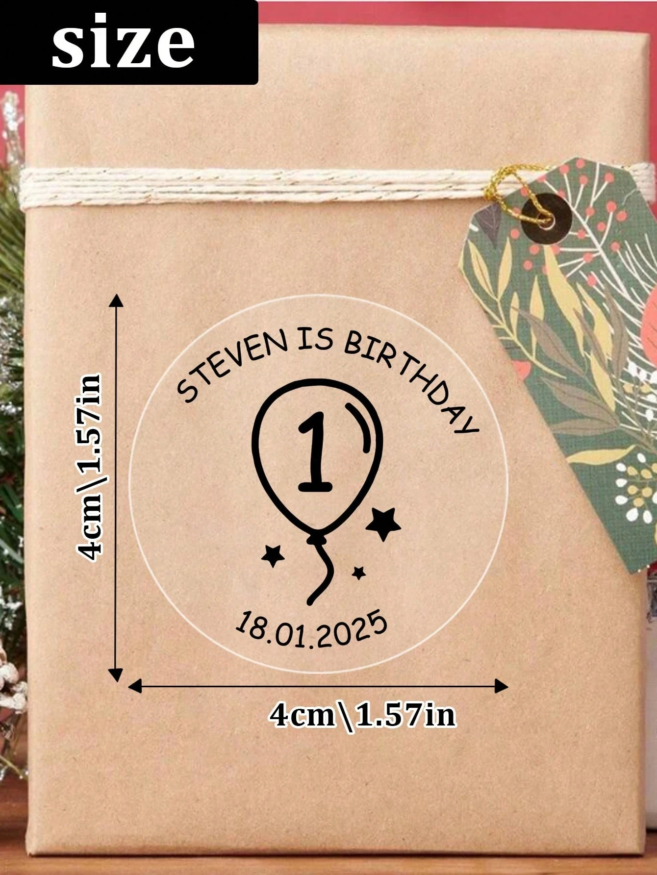 ملصقات عيد ميلاد مخصصة لتاريخ الاسم للأطفال نص شخصي لحفلات الأطفال الصغار #6