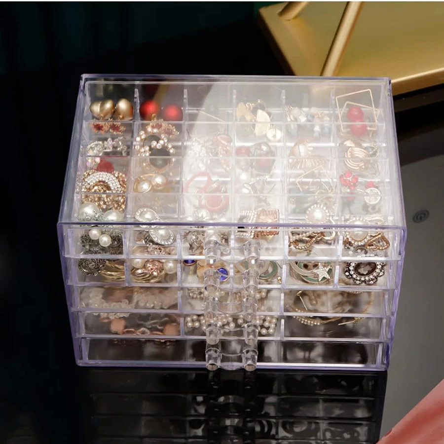 1pc Large Capacity 5-Layer Jewelry Storage Box with 61 Compartments - Keep Your Jewelry Organized and Tangle-Free