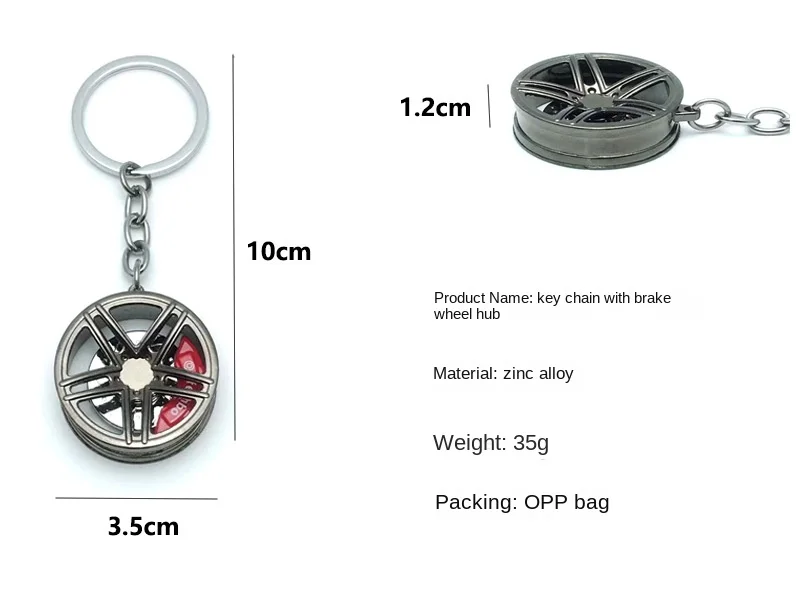 Automotive AMG Wheel Hub Keychain Metal Car Modification Brake Wheel Hub Key Pendant Defense Finger Ring