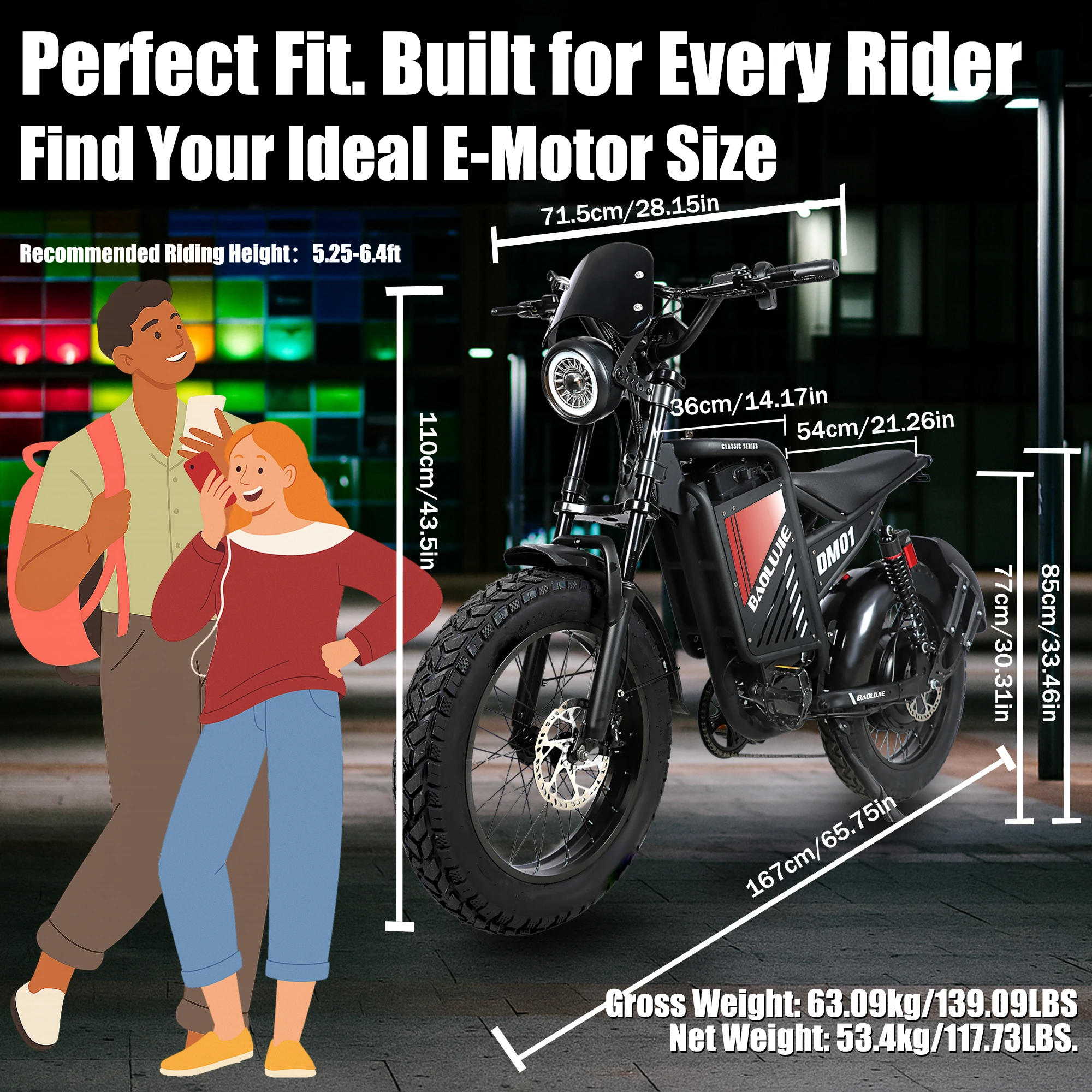 BAOLUJIE DM01 Bici elettrica Motore 2000W Bici elettrica da cross 60V Bicicletta elettrica per adulti 20" Fat Tire UL2849【1 anno di garanzia】