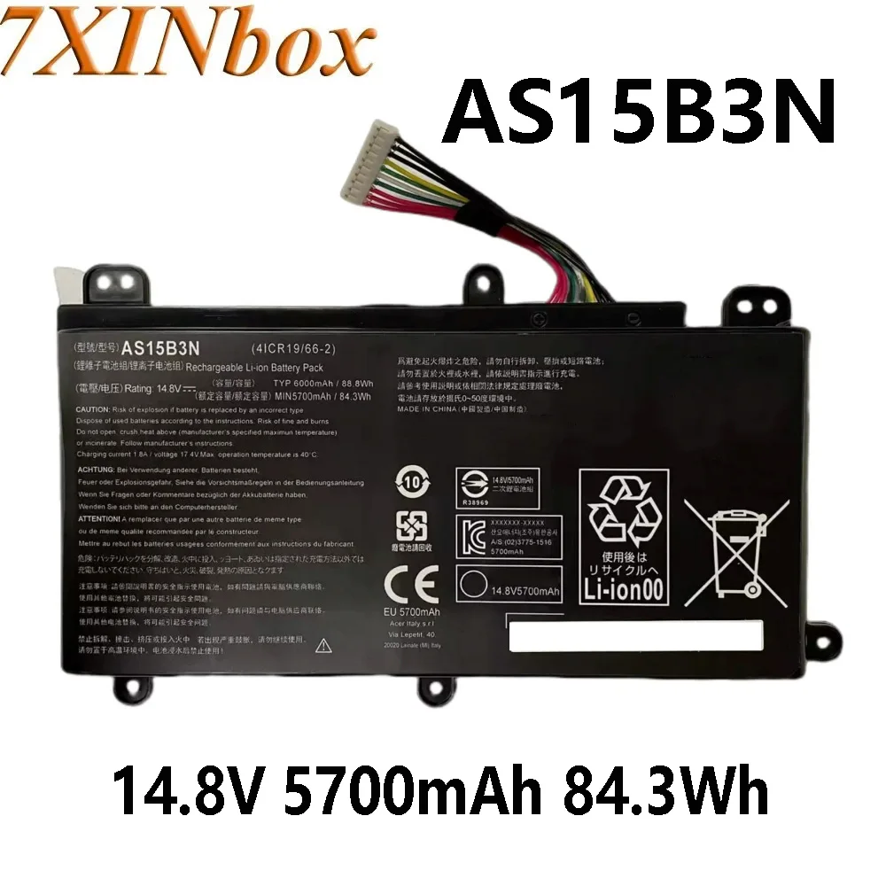 7XINbox AS15B3N 14.8V 5700mAh 84.3Wh Laptop Battery for Acer Predator 17 G9-791 G9-792 G9-592 15 G9-591