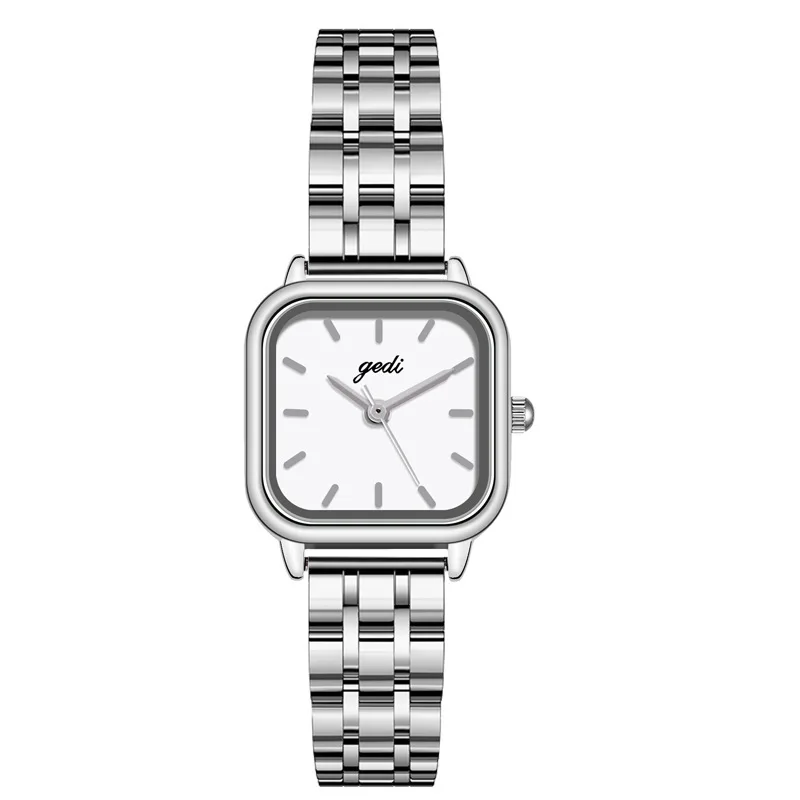 Reloj de cuarzo cuadrado minimalista para mujer de alta gama: correa única, elegante y de acero inoxidable