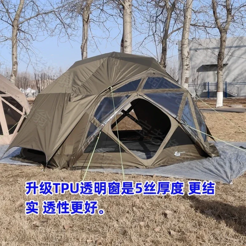 Quickly open the three-season tent of the wind-resistant spherical rainproof warm and ventilated camp