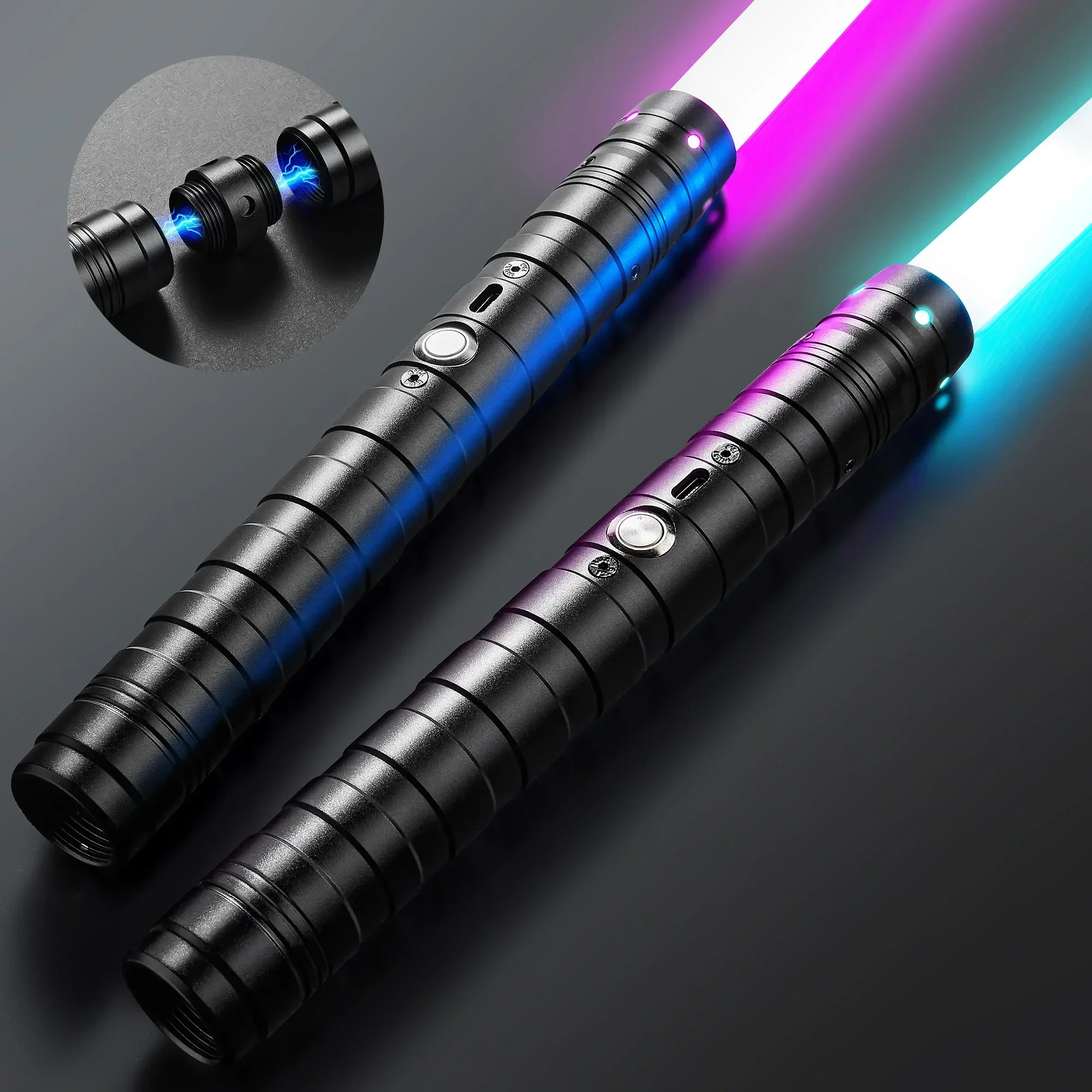 3F-RGB Metal Lightsaber Dueling Smooth Swing Sword Sabre De Luz 14  Color Changing with Sounds  Flashing Toy