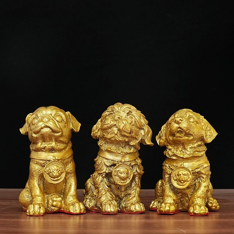 Copper pet Pug Bulldog dog Statue Maltese dog Statue Office Home Decor Gift for Desk Ornament