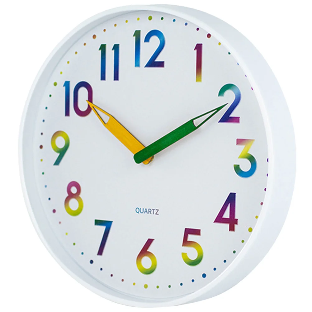 

Kids Wall Clock Silent Non-Ticking Decorative Plastic Glass Easy to Install Accurate Time Wall Clock for Children's Room Office