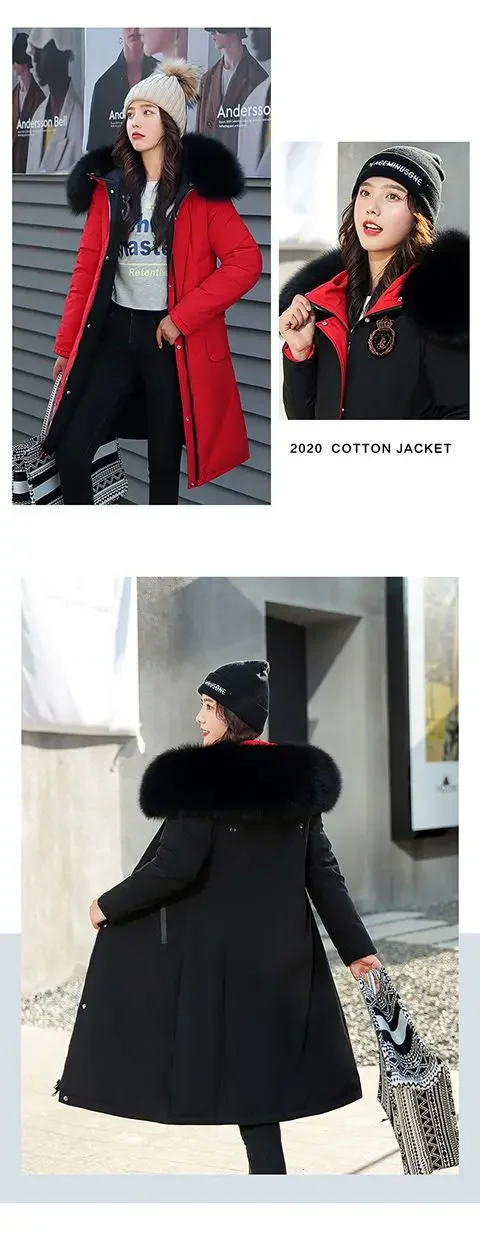 Double Sided Wearing Parker 2026 Winter New Women's Down Cotton Jacket Big Fur Collar Hooded Coat Female Thicken Parka Overcoat
