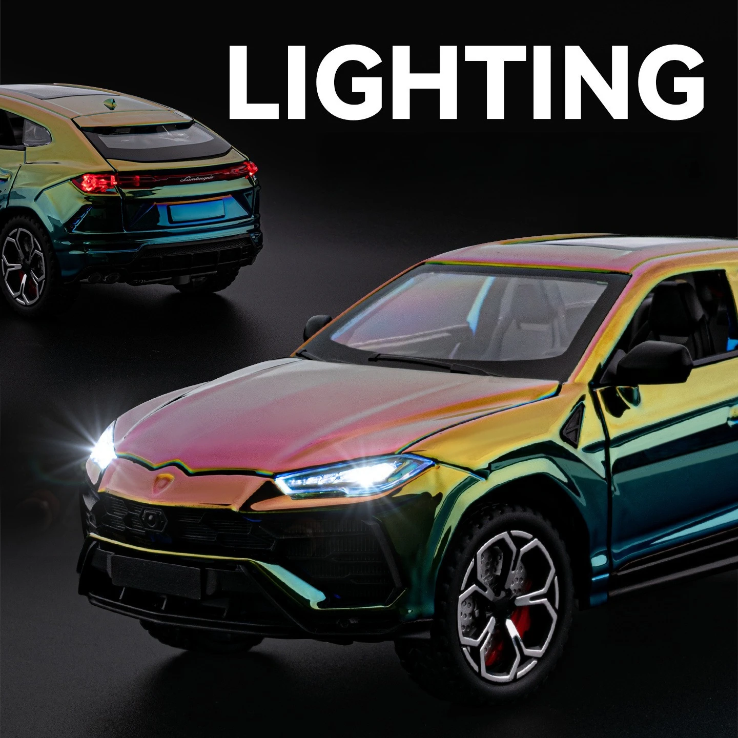 Coche deportivo URUS Bison SUV 1:24, coche de aleación fundido a presión y vehículos de juguete, modelo de coche con sonido y luz, coche extraíble, juguetes para niños, regalos
