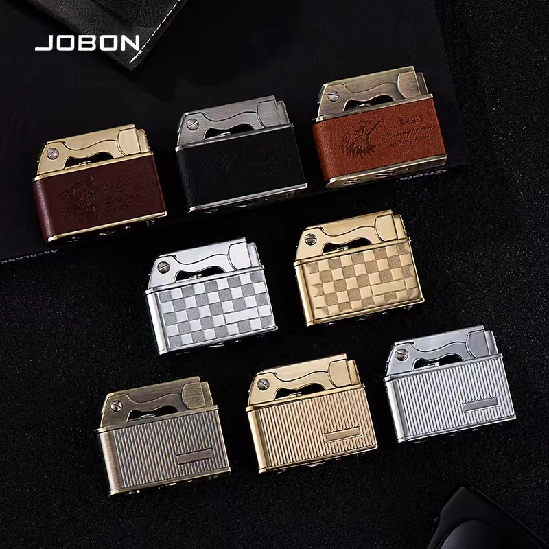 Jobon Gasoline Lighter Press Auto Ignition Metal Windproof Vintage Retro Cigarette Men Smoking Gift Gadgets