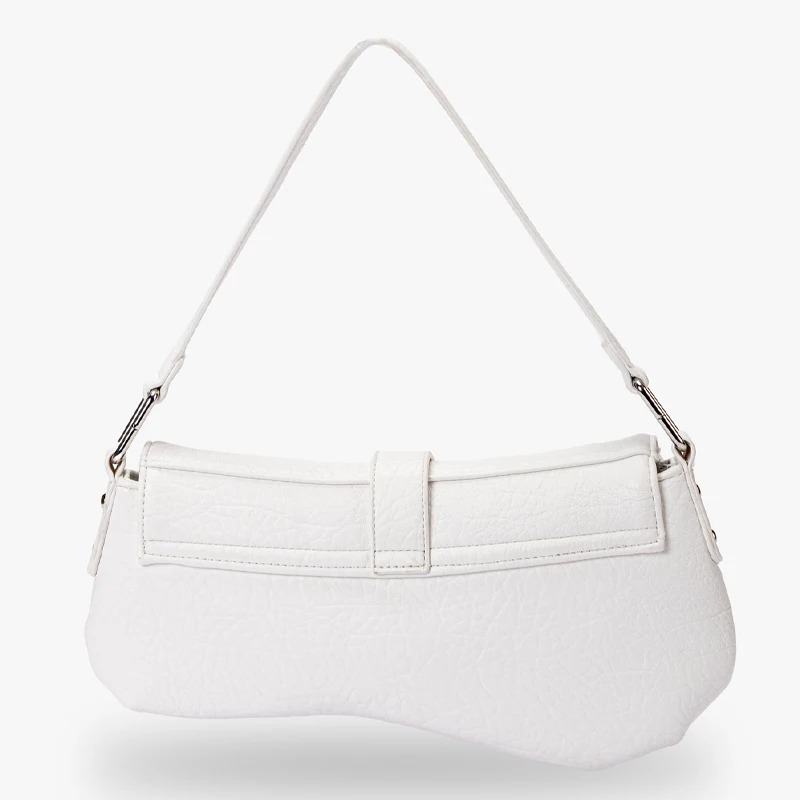 Bolsa assimétrica de renda floral de ombro único para senhora com tachas atraentes – Uma bolsa estilo rua com alça nas axilas