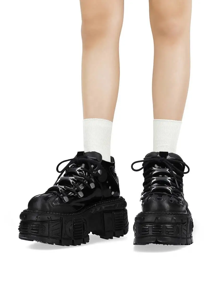 أحذية دراجة نارية برشام منصة المرأة روك جولة رئيس القوطية أزياء الكاحل الأحذية #5