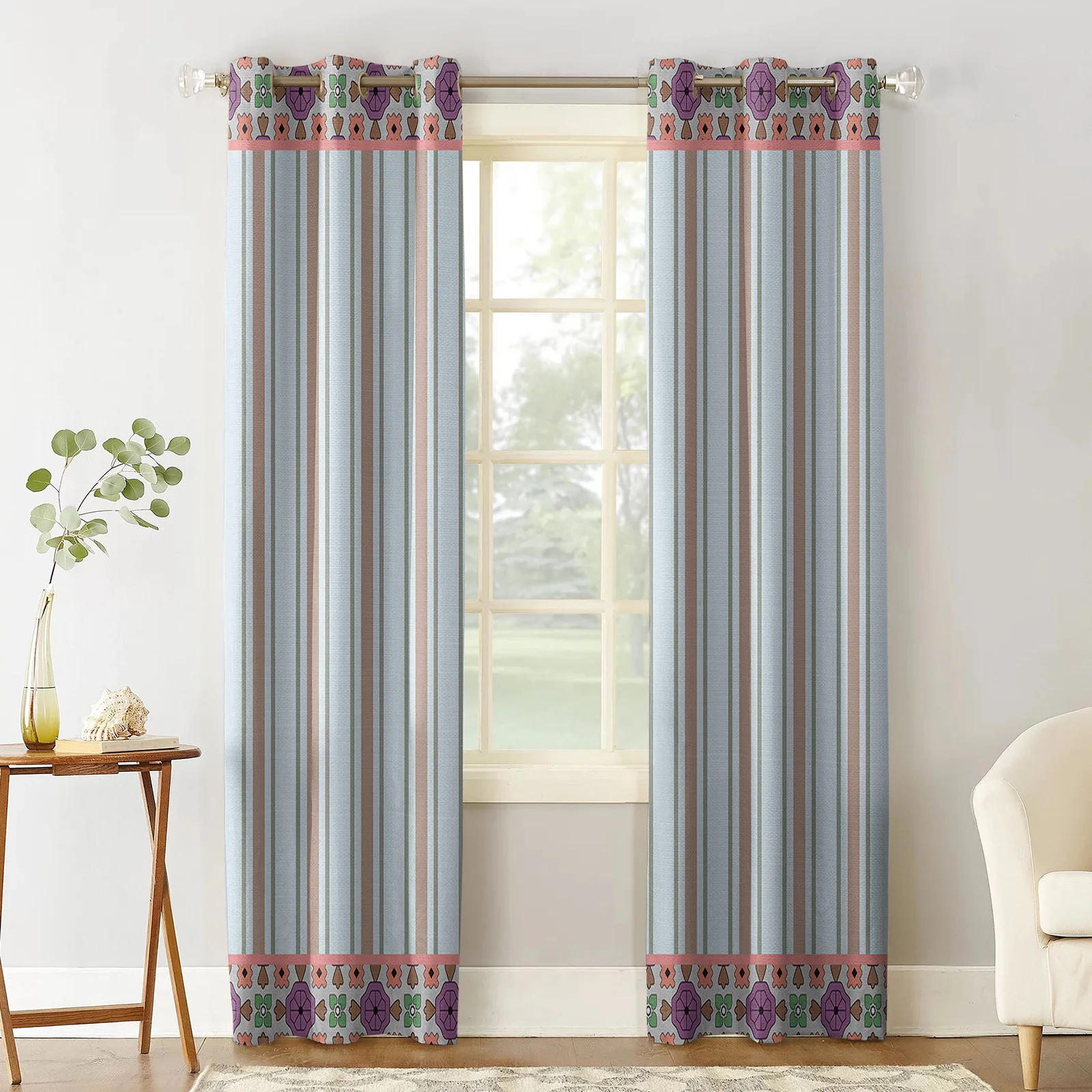 Flower Line Bud Curtains Large Window Window Curtains Curtain Lights Bathroom Bedroom Kitchen Decor