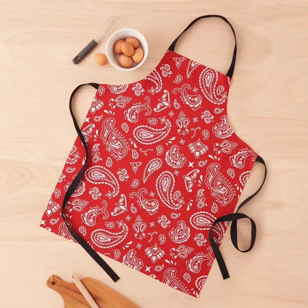 

White On Red Paisley Apron Kitchen Front man chef uniform Apron