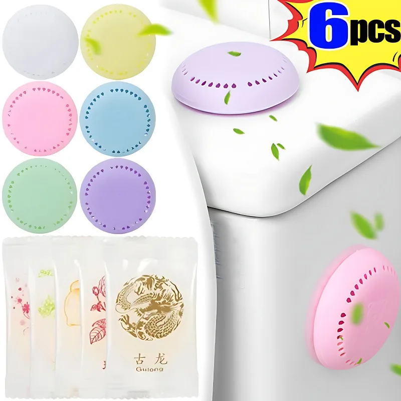 6/1Pcs Toilet Aromatherapy Lasting Deodorization Solid Air Freshener For Bedroom Wardrobe Car Household Round Solid Fresheners