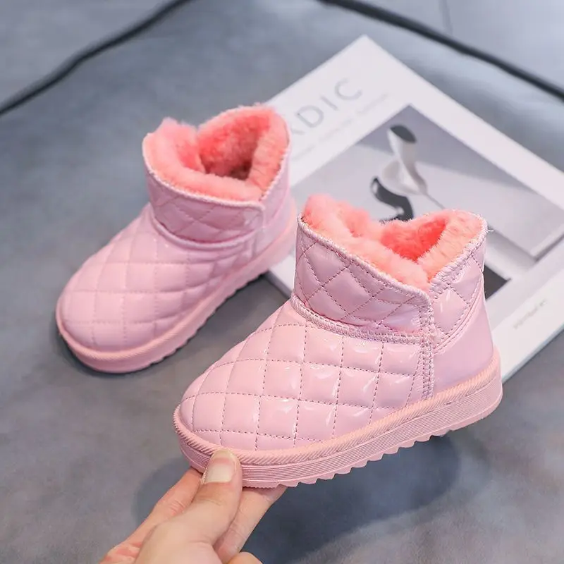 

2026 зимние новые детские непромокаемые зимние ботинки, уличная зимняя обувь из хлопка с высоким берцем и термоизоляцией для девочек