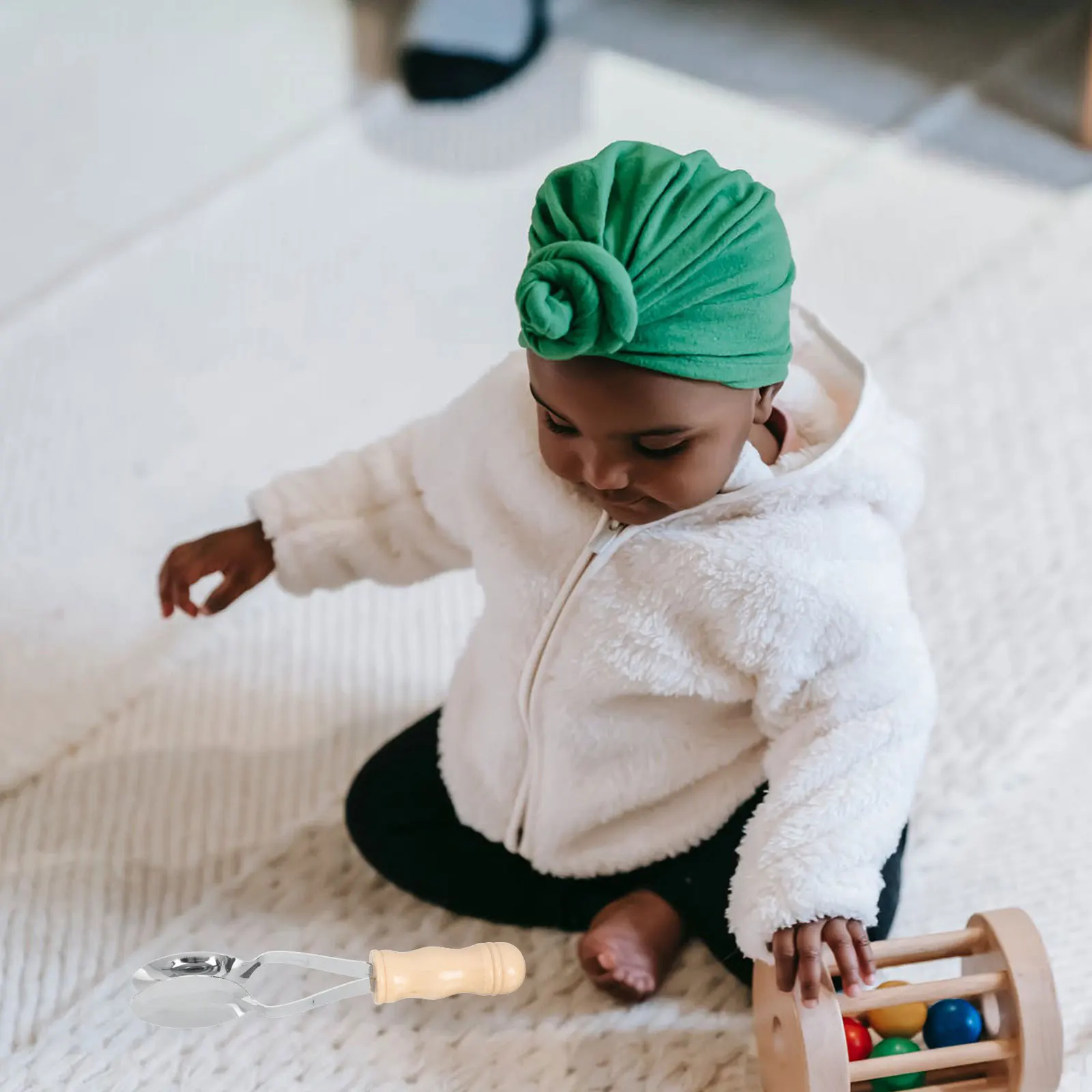 Cuchara Musical de madera de acero inoxidable, instrumento de percusión creativo para niños, regalo educativo musical, entrenamiento de sonido ligero