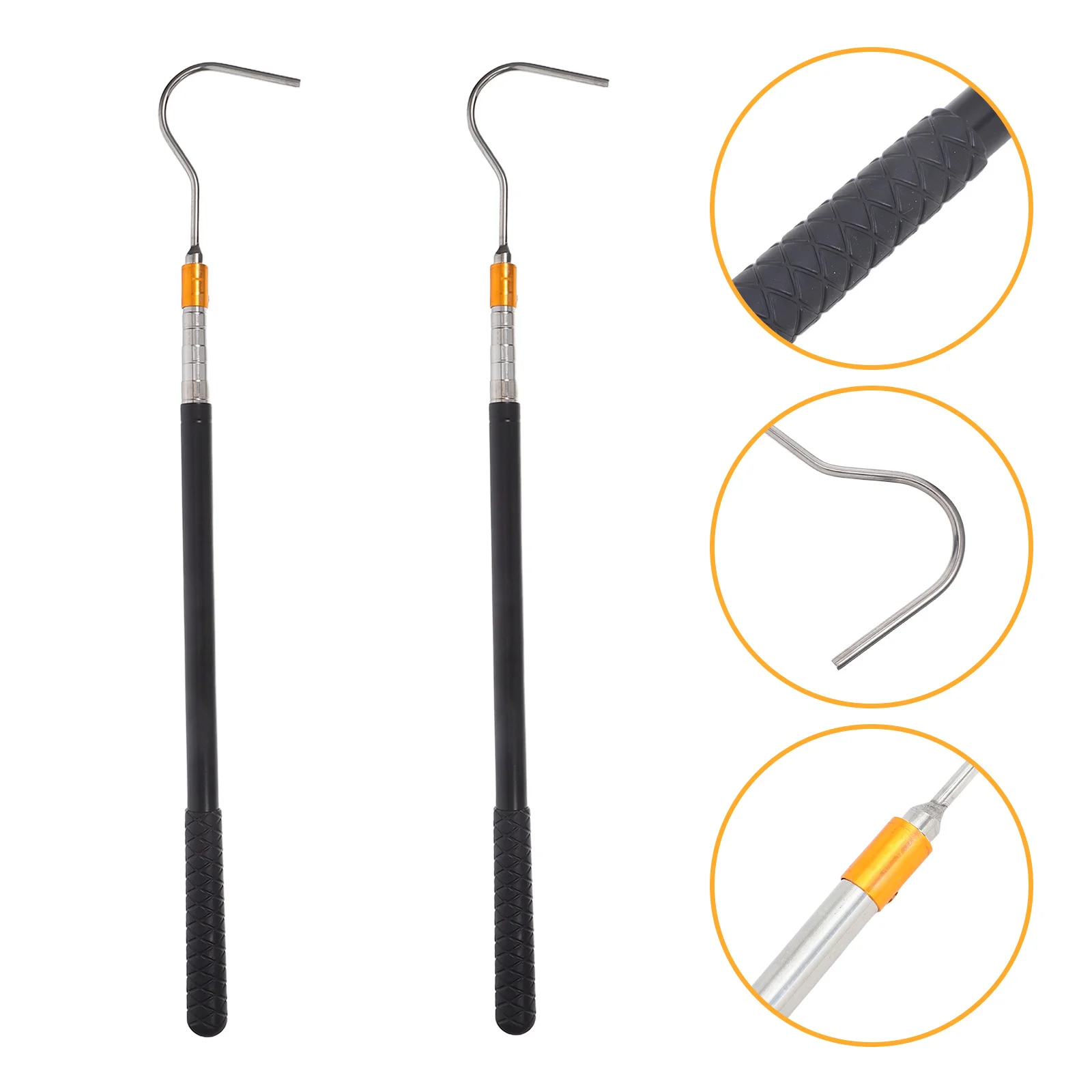 

2pcs Attic Ladder Pull Down Hook Pole Telescopic For Loft Stairs Windows Skylights Easy Grip Smooth Modern Design