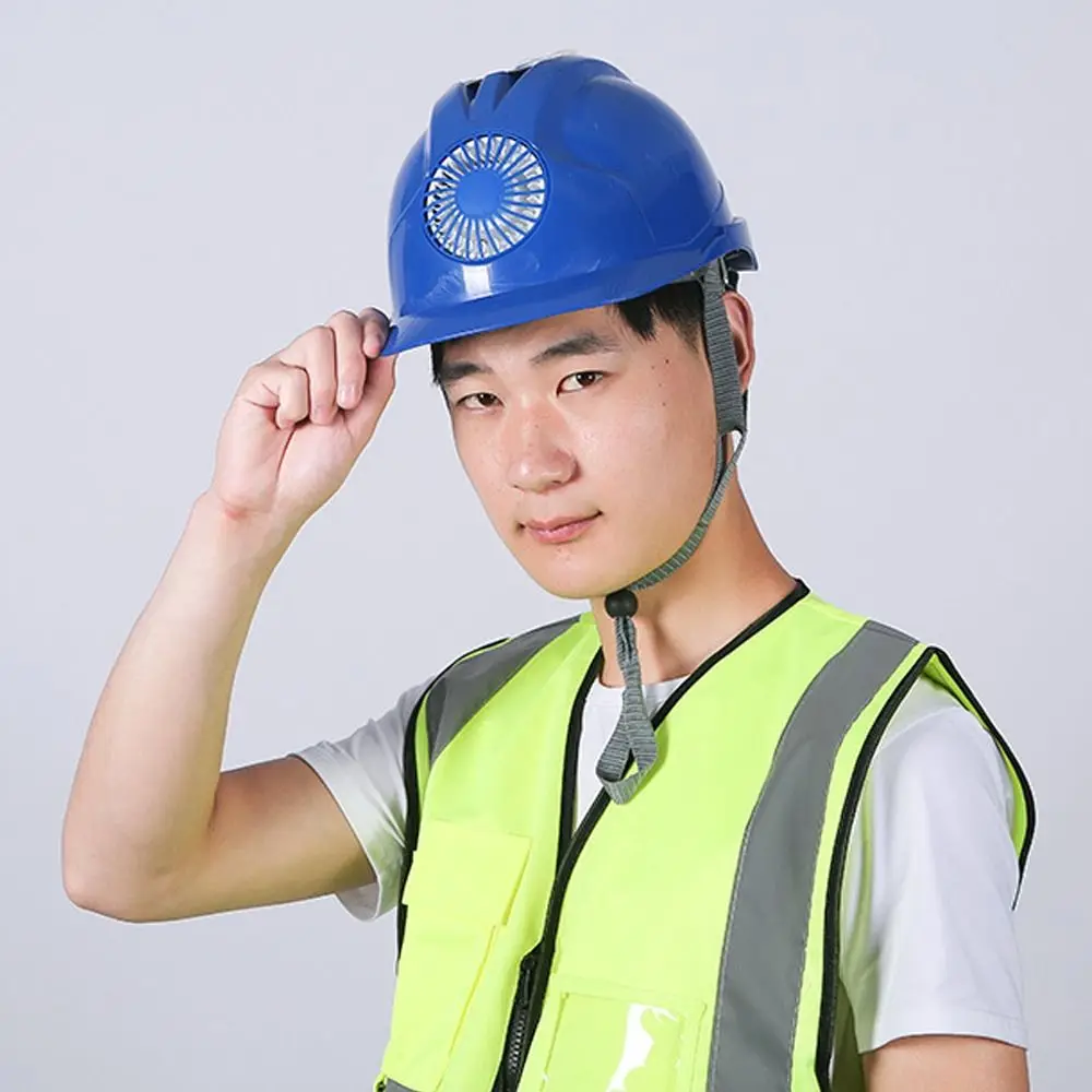 

Adjustable Solar Power Fan Helmet Sunscreen Ventilation Protective Cap with Cooling Fan ABS Plastic Safety Helmet