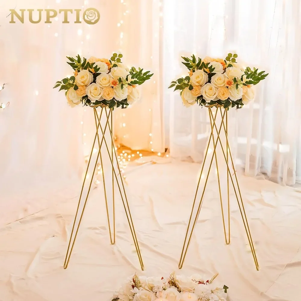 

Gold Vases for Centerpieces Wedding,10 Pcs 41.3 inch Tall Metal Flower Vase Flowers Stand,Elegant Bulk Weddings Decoration Vases