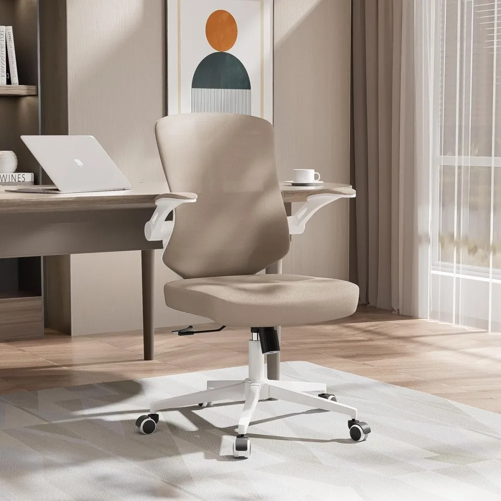 

Office Chair, Ergonomic High Back Comfy Desk Chairs and Flip-up Armrest Lumbar, Swivel Tilt Function Backrest Computer Chair,PU