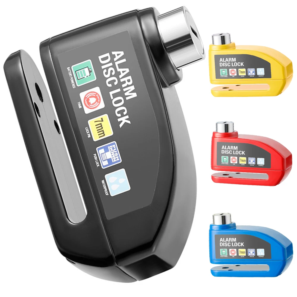 Motorcycle Bicycle Lock Alarm Protection Padlock Waterproof Brakelock with Keys Safety Anti-Theft Scooter Wheel Disc Brake Locks
