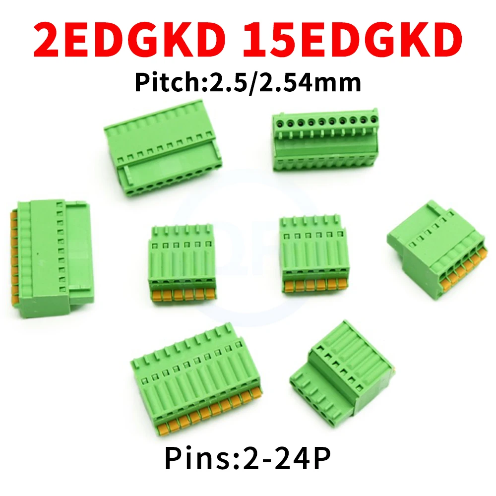 10 Pcs 2.5/2.54mm Small Pitch Spring Press Screwless Plug Terminal Block KF 2EDGKD JM 15EDGKD 2-24Pin