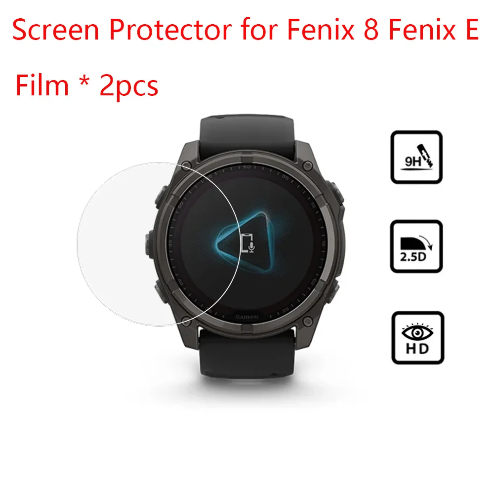 

2pcs Tempered Glass Screen Protector for Garmin Fenix 8 43mm 47mm 51mm fēnix E 47mm 2.5D 9H Hardness HD Screen Protector