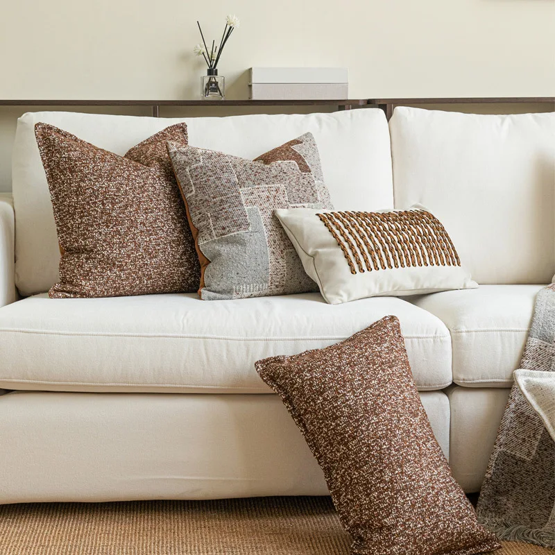 Caramel Color Pillows Retro Texture Cushion Case Geometric Decorative Pillow Cover For Sofa Chair Home Decorations