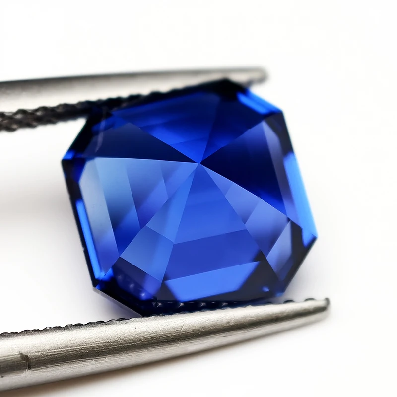 Top Royal Blue Lab Grown Sapphire Gemstone Asscher Cut Synthetic Blue Sapphire Gems Loose Stone With AGL Certificate