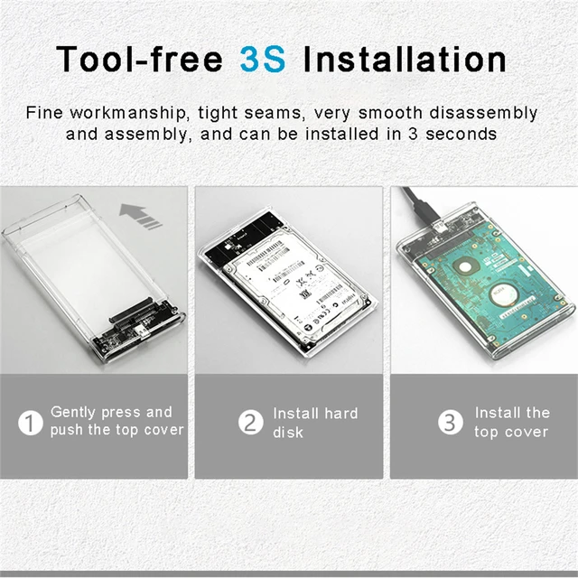 USB 3.0 2.5" SATA HDD / SSD Enclosure – 5Gbps External Hard Drive Case, Tool-Free – view 4