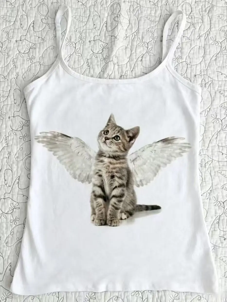 Y2K Clothing Women's Summer 2000s Harajuku Fairy Grunge Gothic Fashion Gothic Star Print E-girl Graphic Tees Crop Tops Tank Top