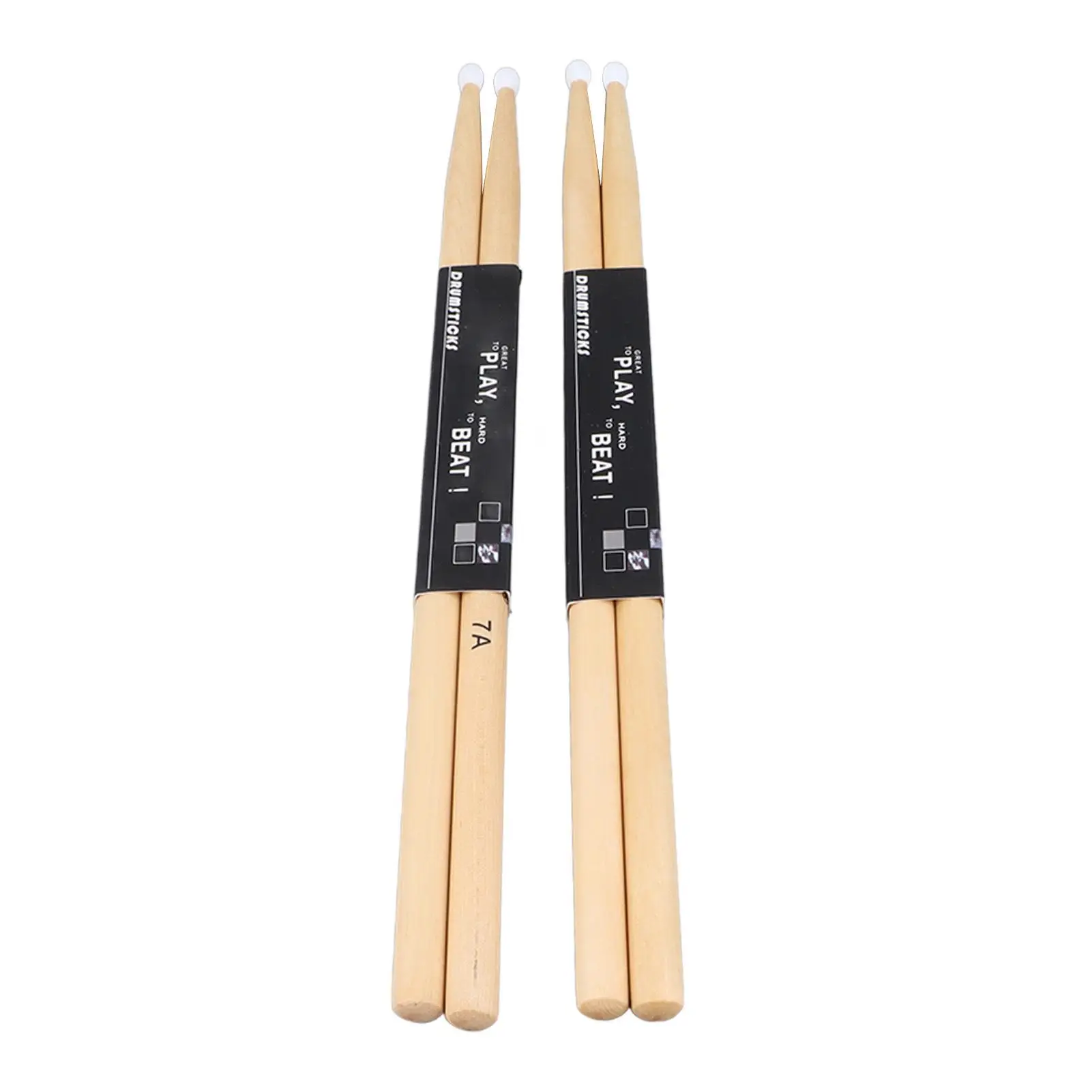 2 Pairs 7A Maple Wood Drumsticks with Nylon Tip - Percussion Accessories for Drumming