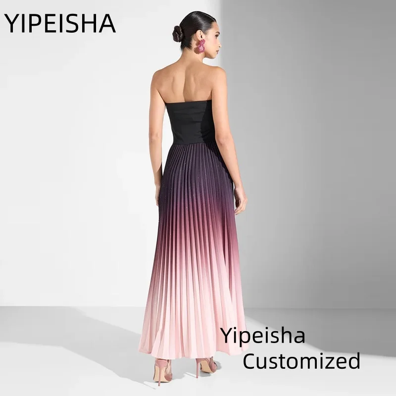 Customized Gradient Color Sexy Strapless Pleated  Evening  Dress for Women Ankle-length Sweeteart Prom Dress Robe Vestido 2026
