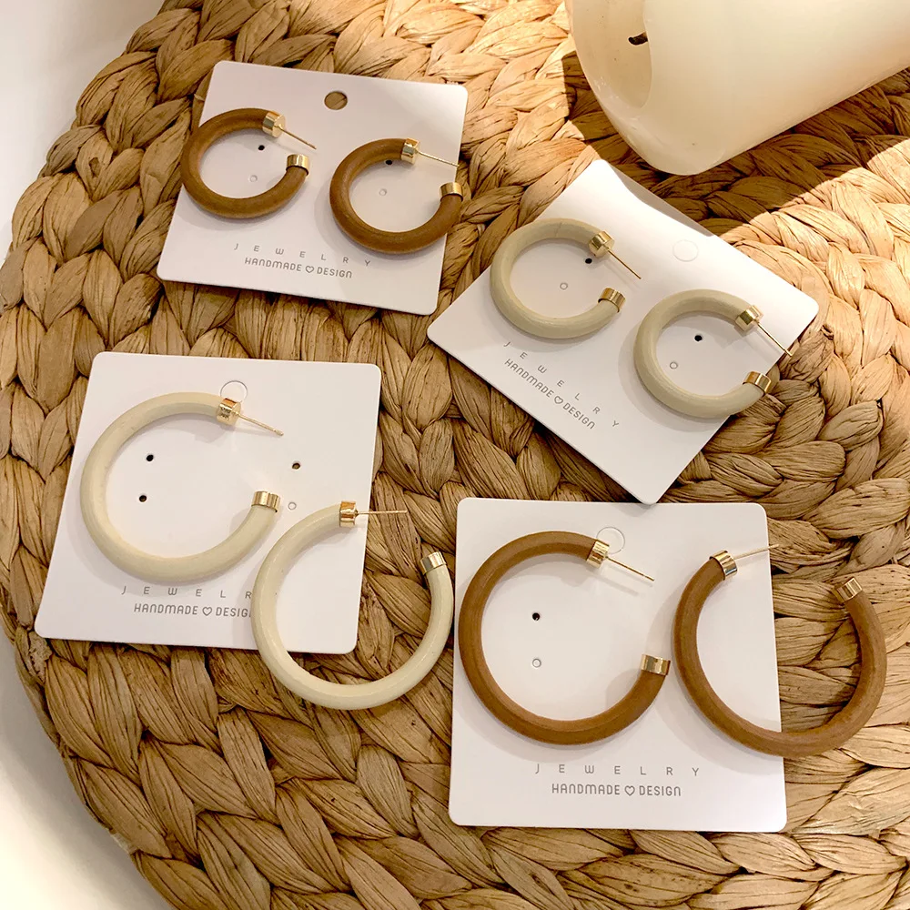 Vintage Wooden Ring Earring Fashion Women Large Hoop Wood Earring Small Circle Hoop Earring Wholesale Simpe Statement Jewelry