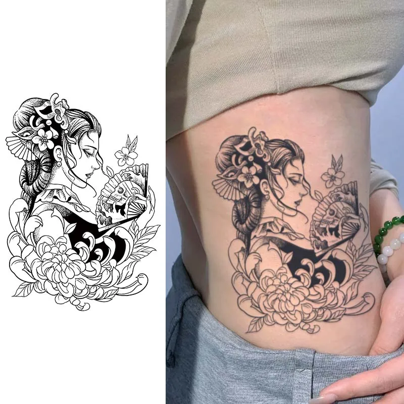 Japanese Geisha, Lasting 1-2 Weeks Waterproof, Temporary Tattoo Stickers, Man and Woman, Semi-Permanent Arm Fake Tattoos