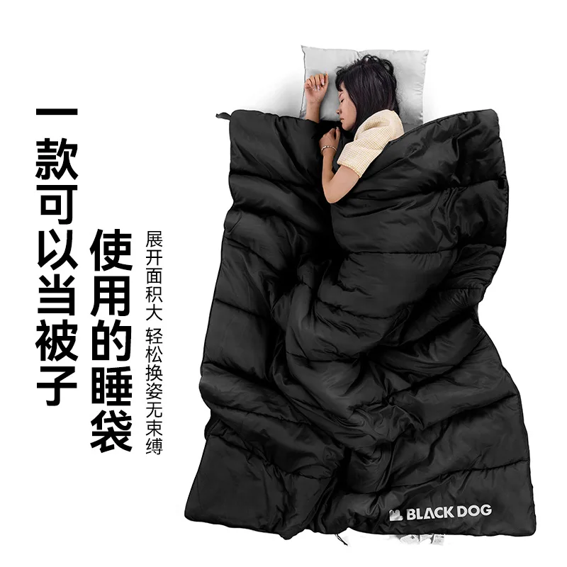 BlackdogBlack Dog Outdoor Camping Envelope Sleeping Bag Adult Outdoor Tent Keep Warm in Spring and Autumn down Cotton Portable