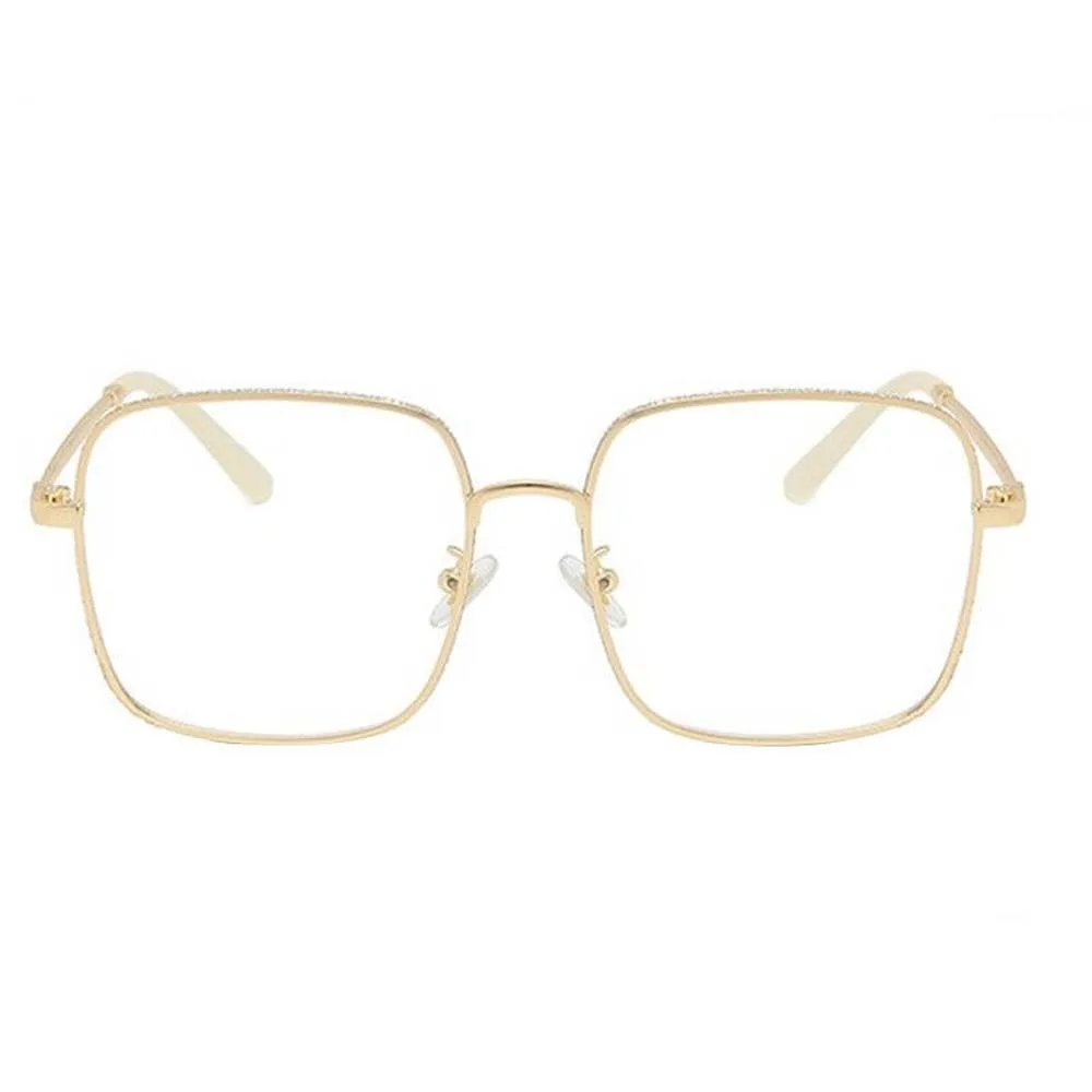

Waterproof Golden-frame Myopia Glasses Lightweight PC Glitter Big Frame Glasses Decorative Alloy Women Reading Eyewear Gift