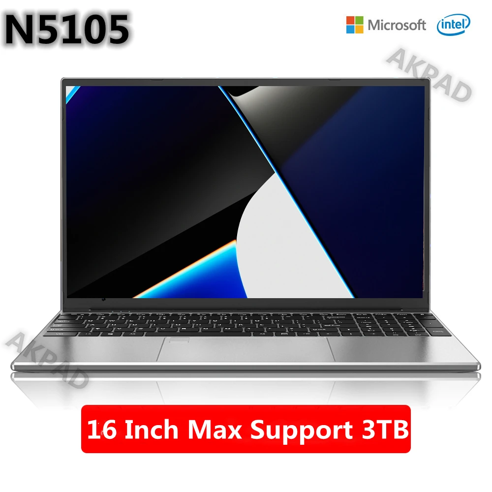 AKPAD 16 Inch Intel Laptop 12th N5105 Windows 10 11 Pro Ram 12GB Rom Tối Đa 3TB SSD Máy Tính 2.4G 5G Wifi Bluetooth Laptop Chơi Game