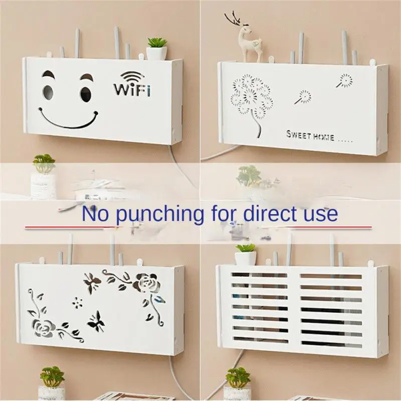 Large Wireless Wifi Router Storage Box PVC panel Shelf Wall Hanging Plug Board Bracket Cable Storage Organizer Home Decor