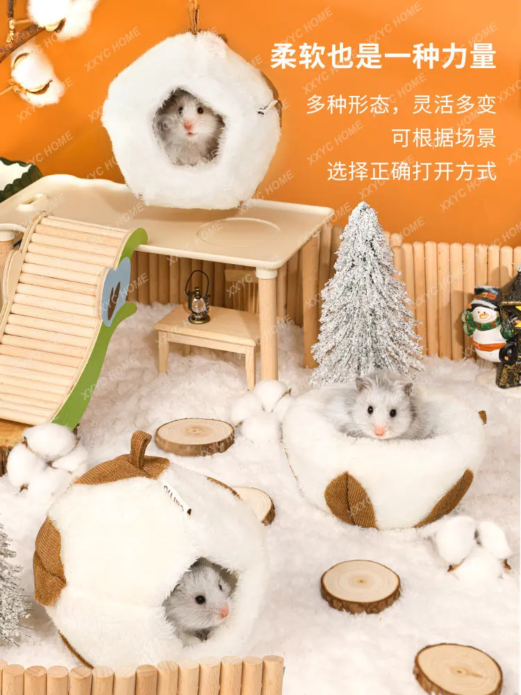 Hamster Warm Nest Sugar Glider Nest Cotton Flower Winter Artifact Sleeping Nest Djungarian Hamster Cotton Pet Nest