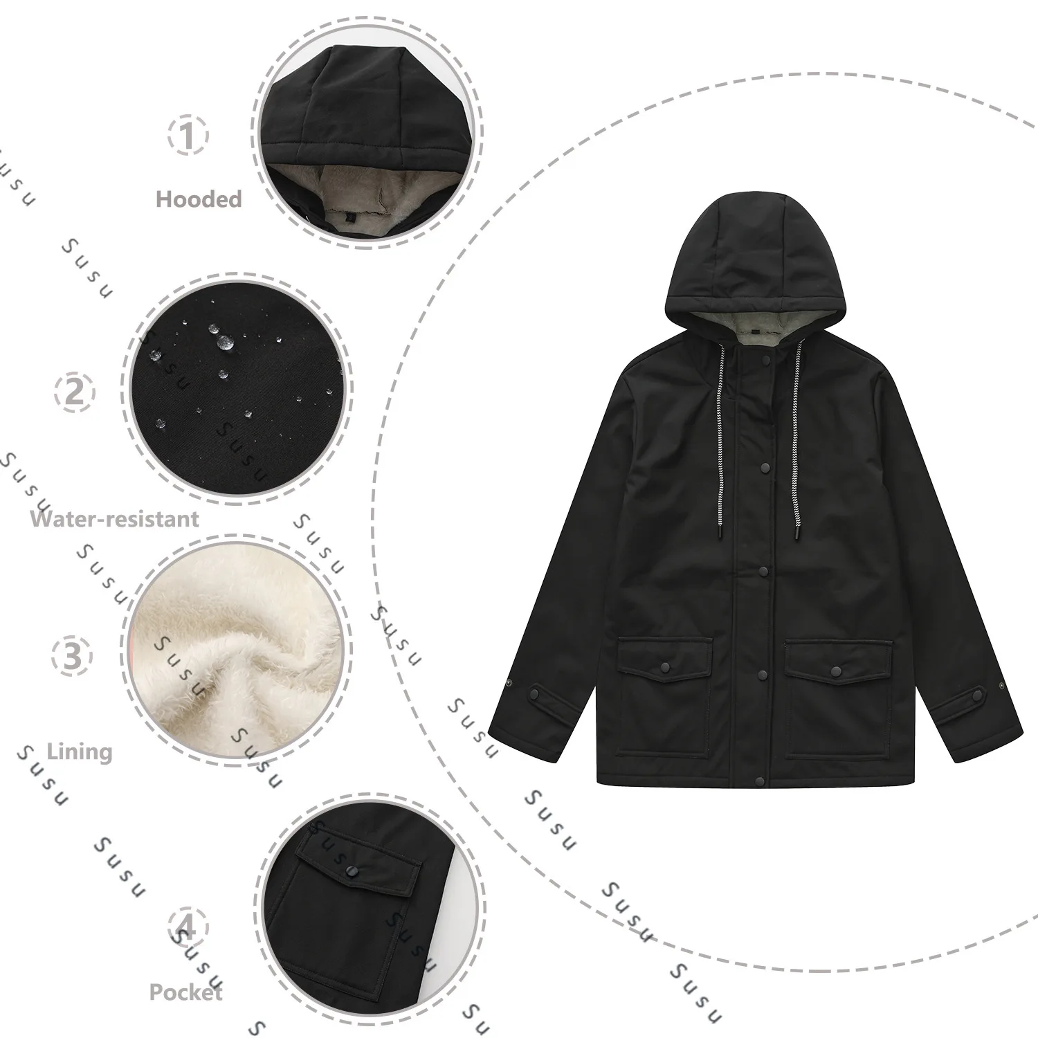 

Новинка 2025, женский весенне-осенний плащ с капюшоном, композитная флисовая куртка с защитой от брызг, длинный стиль европейского и американского размера