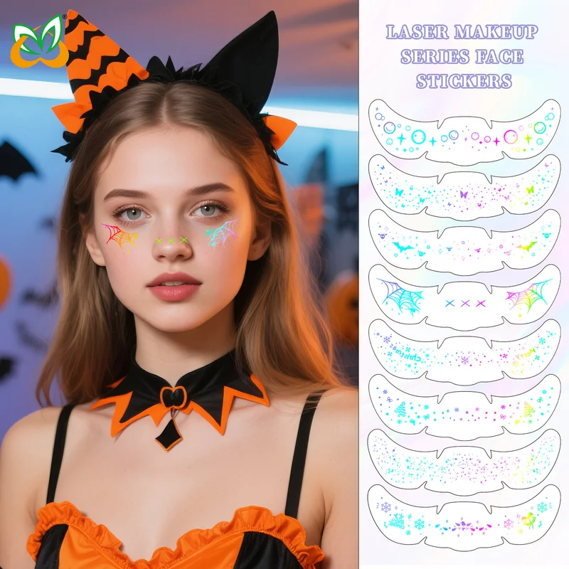 

6pcs Glitter Radiation Golden Silver Fake Freckles Temporary Tattoo Stickers Hot Stamping Freckles Makeup Patches Face Makeup