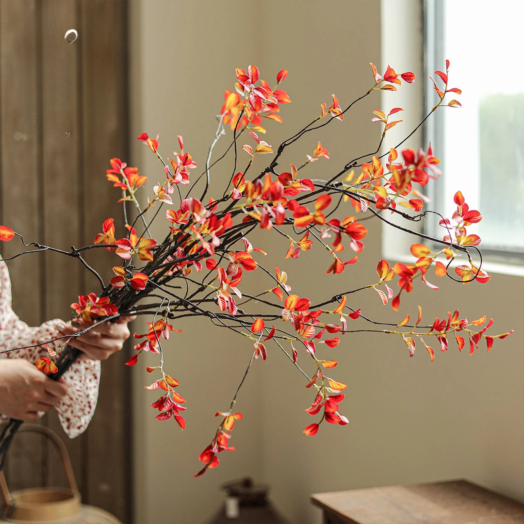 The product can be customized. Fake branches, yellow autumn leaves, living room, Zen decoration, Chinese style floral ar