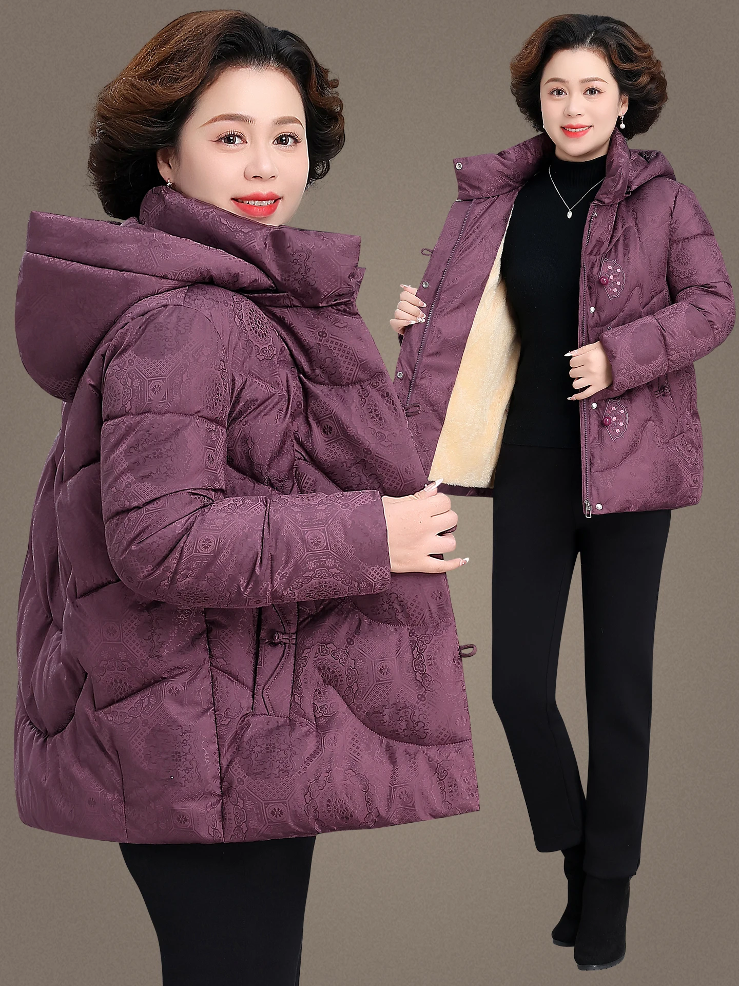 

Утепленная хлопковая куртка-пуховик для женщин среднего возраста, теплая зимняя верхняя одежда, пальто на молнии