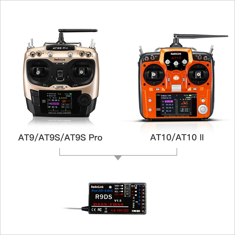 Original Radiolink R12DSM R12DS R9DS R6DSM R6DS RC Receiver 2.4GHZ Work with Transmitter AT9/AT9S/AT9S Pro/AT10/AT10 II Airplane