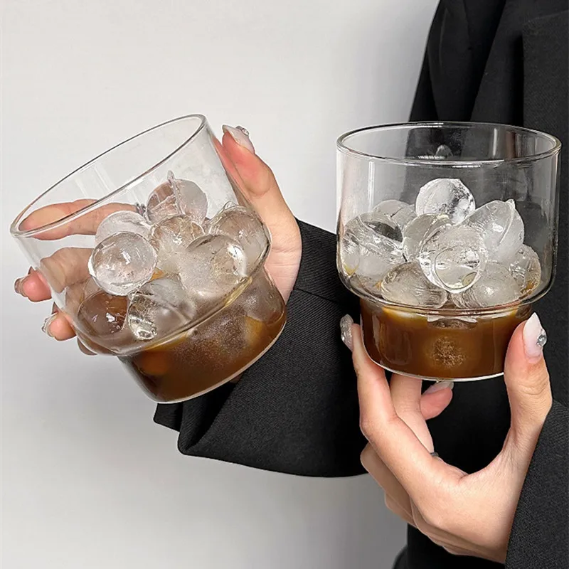 Stackable Clear Glass Coffee Smoothie Cup Teat Milk Water Latte Wine Glass Mug Tumbler Cup Transparent Glassware Whisky Beer Cup