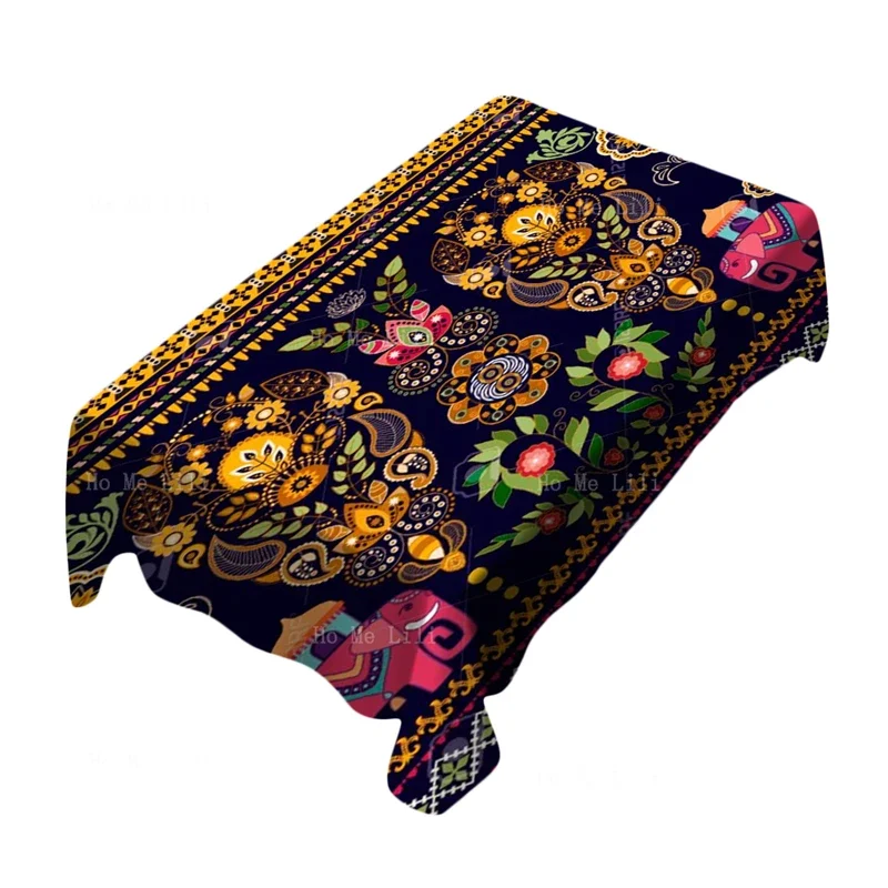 Hayameya Ramadan Festive Ornaments Ethnicity Kareem Mosque Silhouette Colorful Birds And Paisley Tablecloth By Ho Me Lili