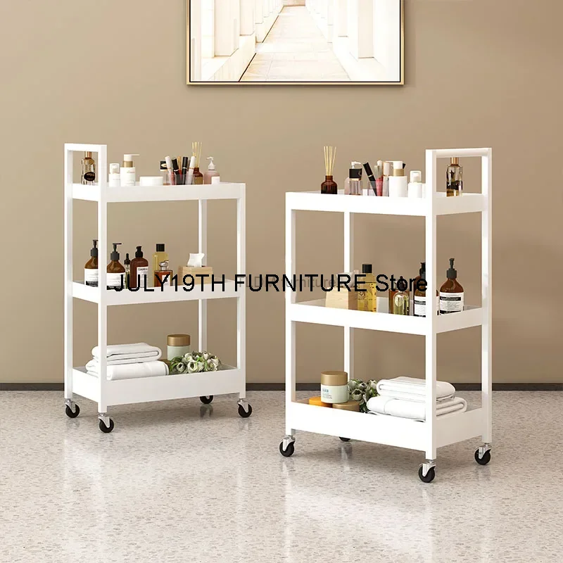 Light Luxury Beauty Salon Tool Trolley com rodas, Golden Iron Art Trolleys, mobiliário doméstico, minimalista armazenamento Rack, A