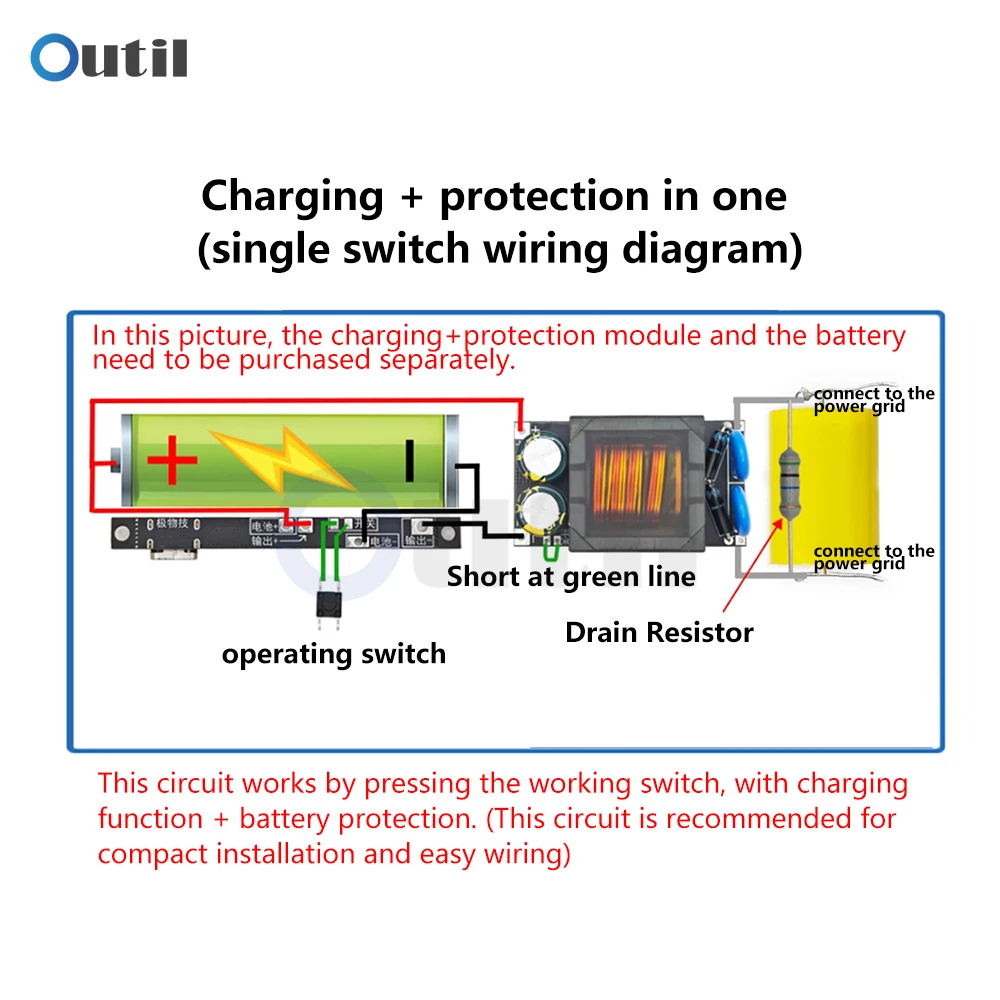 DC 3.7V 4.2V Charging Protection Module Charging and Discharging Protection Integrated Type C Interface with Electronic Switch